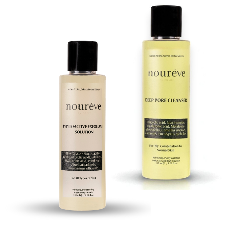 Phytoactive Exfoliant Solution & Deep Pore Cleanser Duo | Akne, Siyah Nokta, Komedon Karşıtı & Gözenek Sıkılaştırıcı Bakım Rutini
