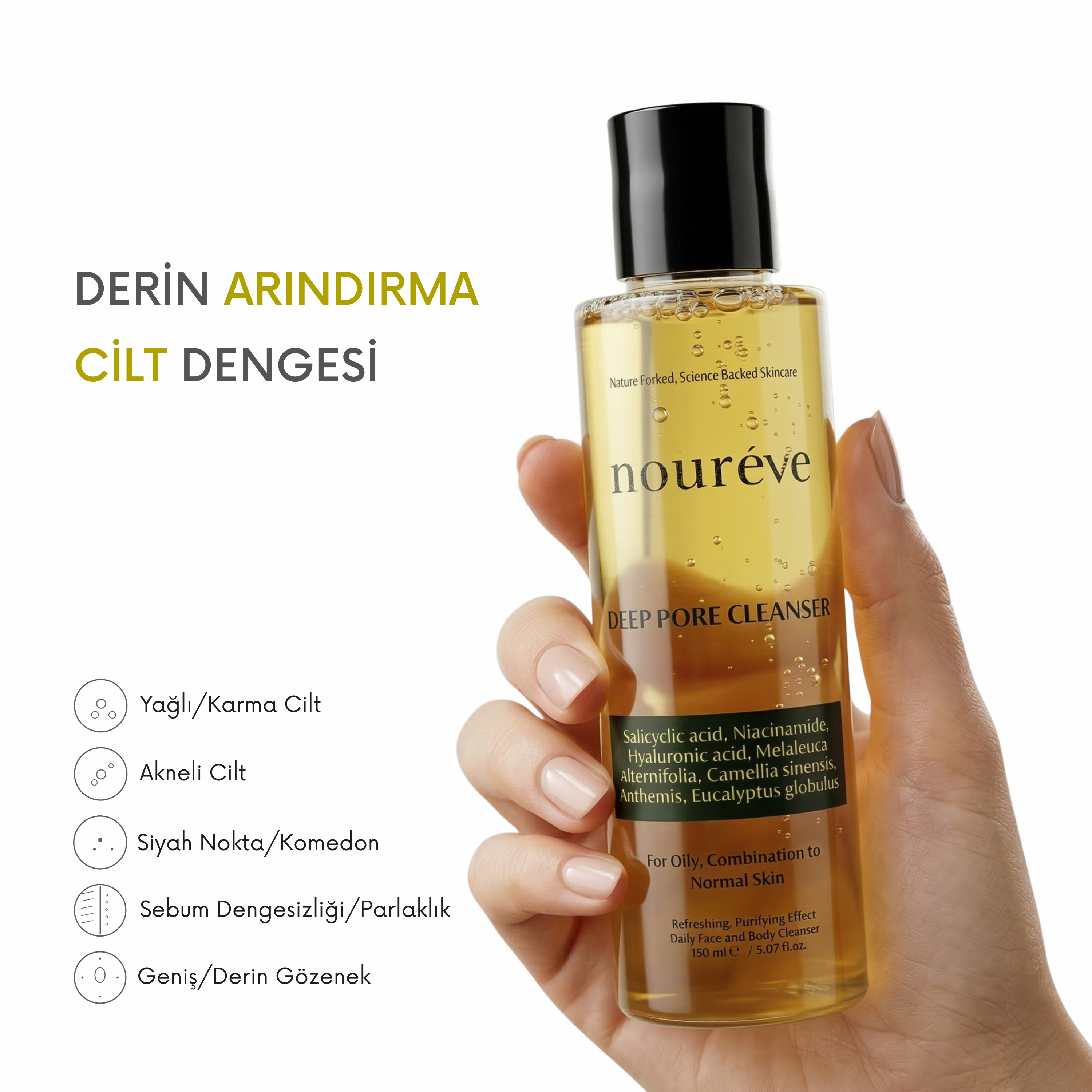 -Deep Pore Cleanser | Akne, Siyah Nokta & Komedon Karşıtı Temizleme Jeli | Salisilik Asit, Çay Ağacı Yağı