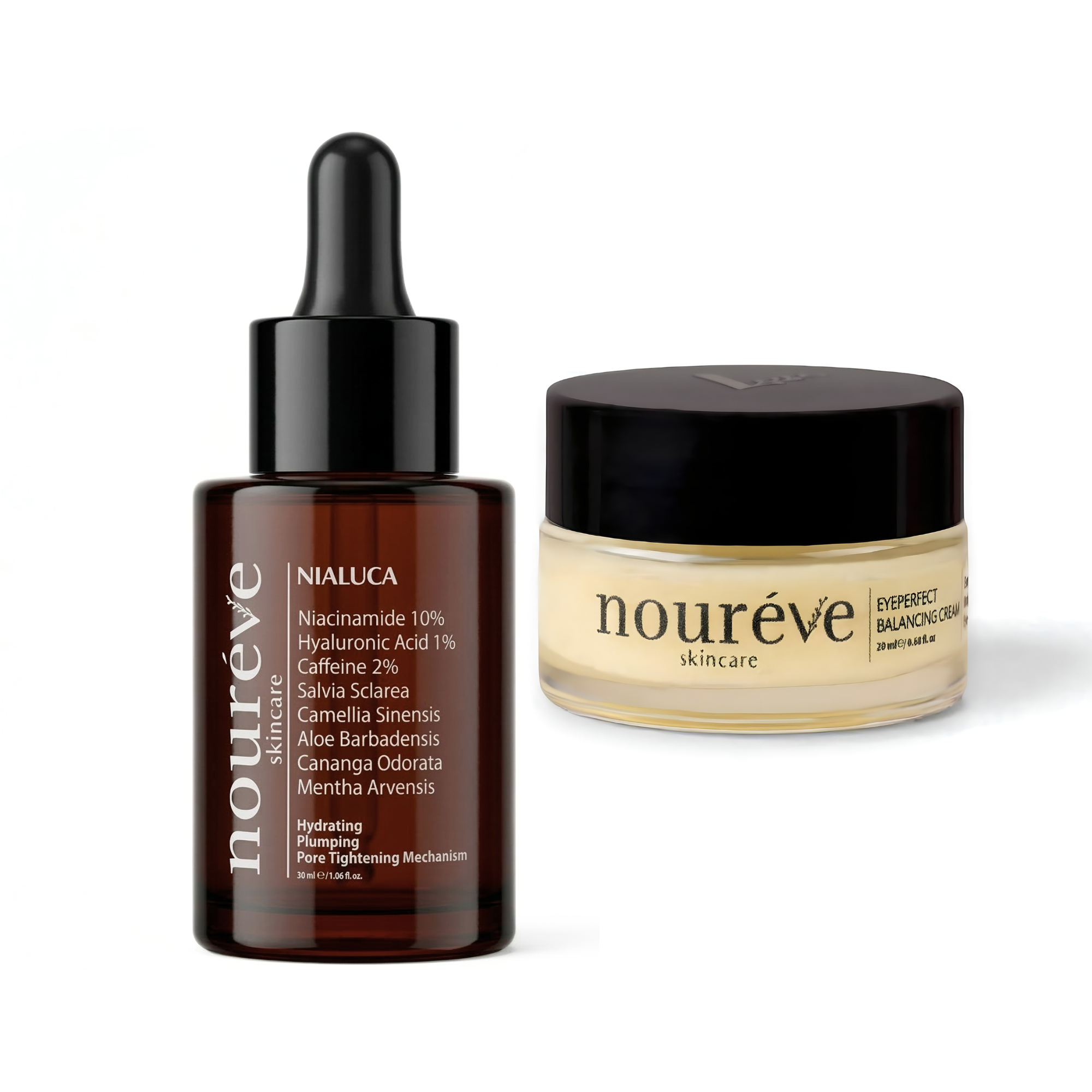 Nialuca Serum & Eyeperfect Balancing Cream Duo | Gözenek Sıkılaştırıcı, Enerji Verici & Şişlik, Morluk, İnce Çizgi ve Kırışıklık Karşıtı Bakım Rutini